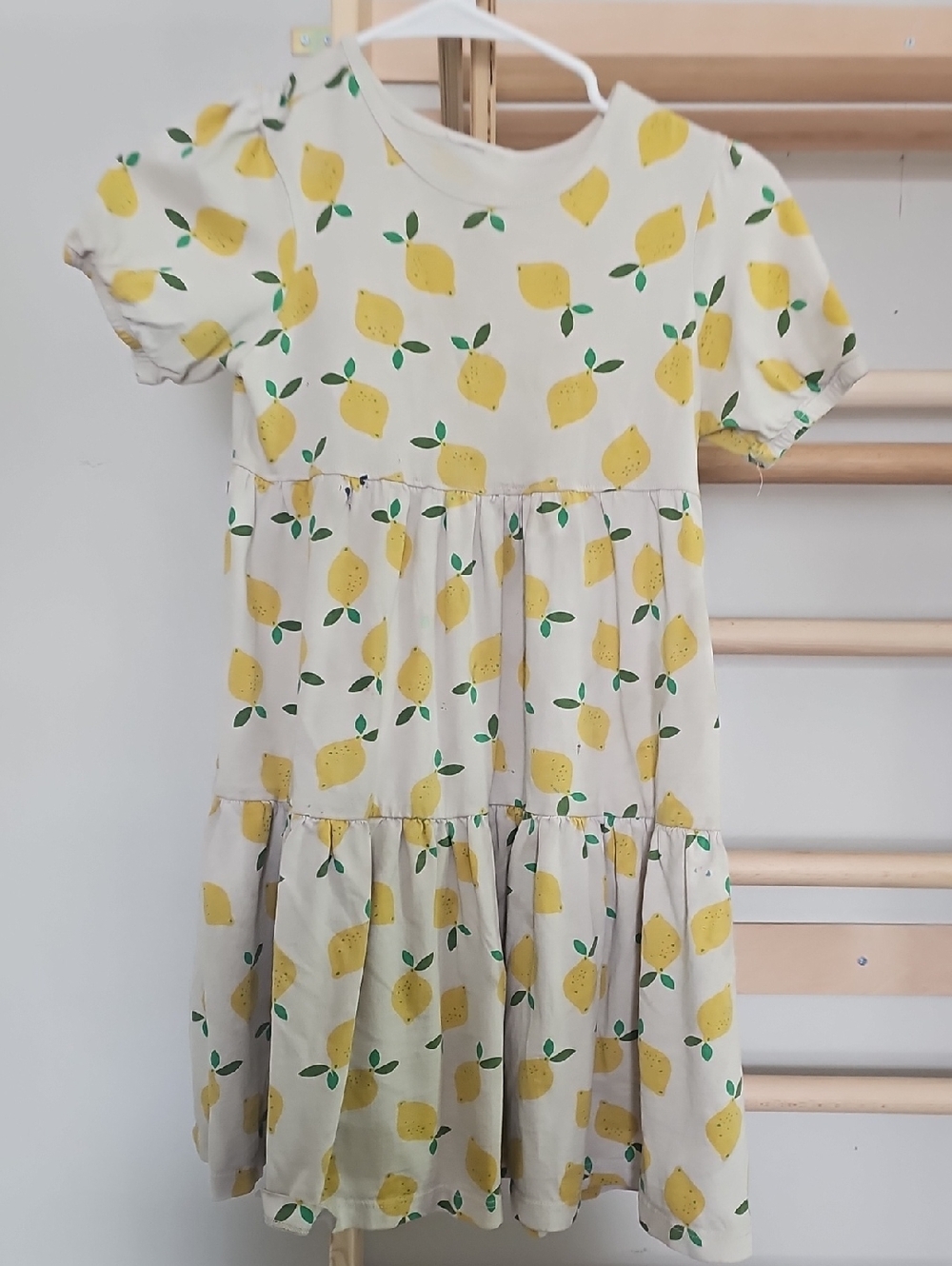 Hanna Andersson Cream Dress with Yellow Lemon Print